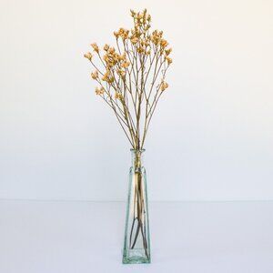 Green Glass Square Bottle, vintage small vase with cork lid, aqua sea green